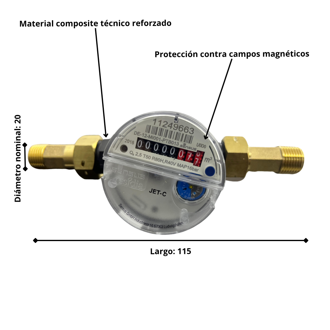 Remarcador de agua Potable Certificado Sensus ResidiaJet™-C modular, preciso y listo para lectura remota