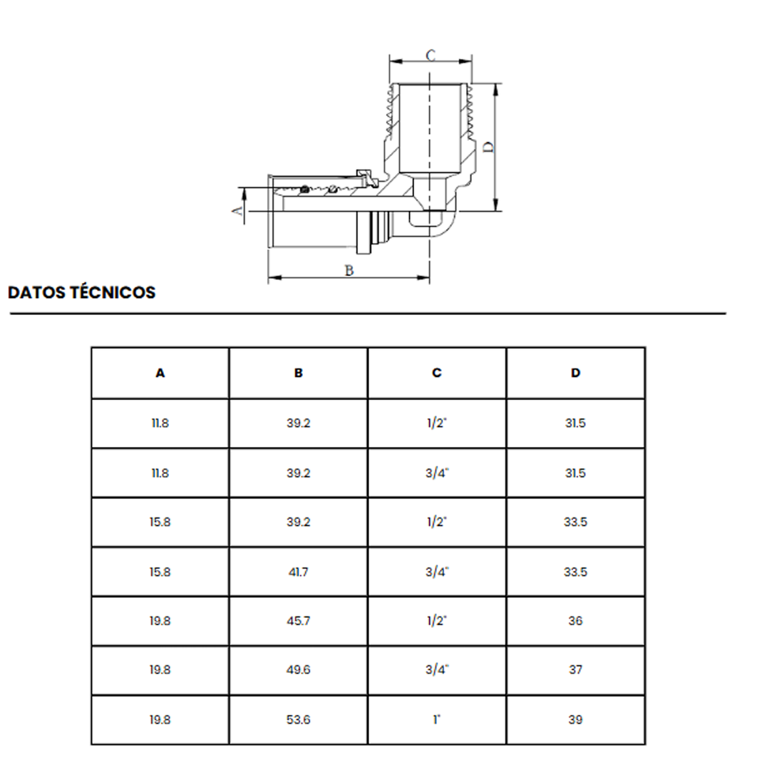 Codo Terminal PEX-AL-PEX HE