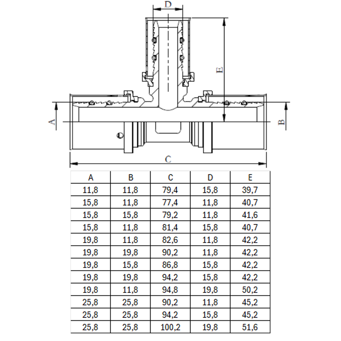 TEE REDUCTOR PEX-AL-PEX