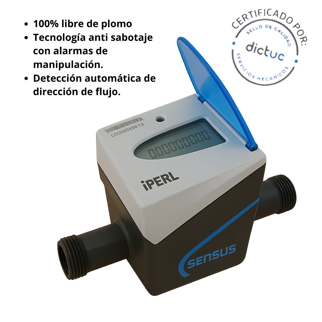 Medidor de Agua Potable Estático Sensus iPERL 1" y 1¼" | DIMENSIÓN 20–25 | Tecnología Magnética R800 | Presión Nominal 16